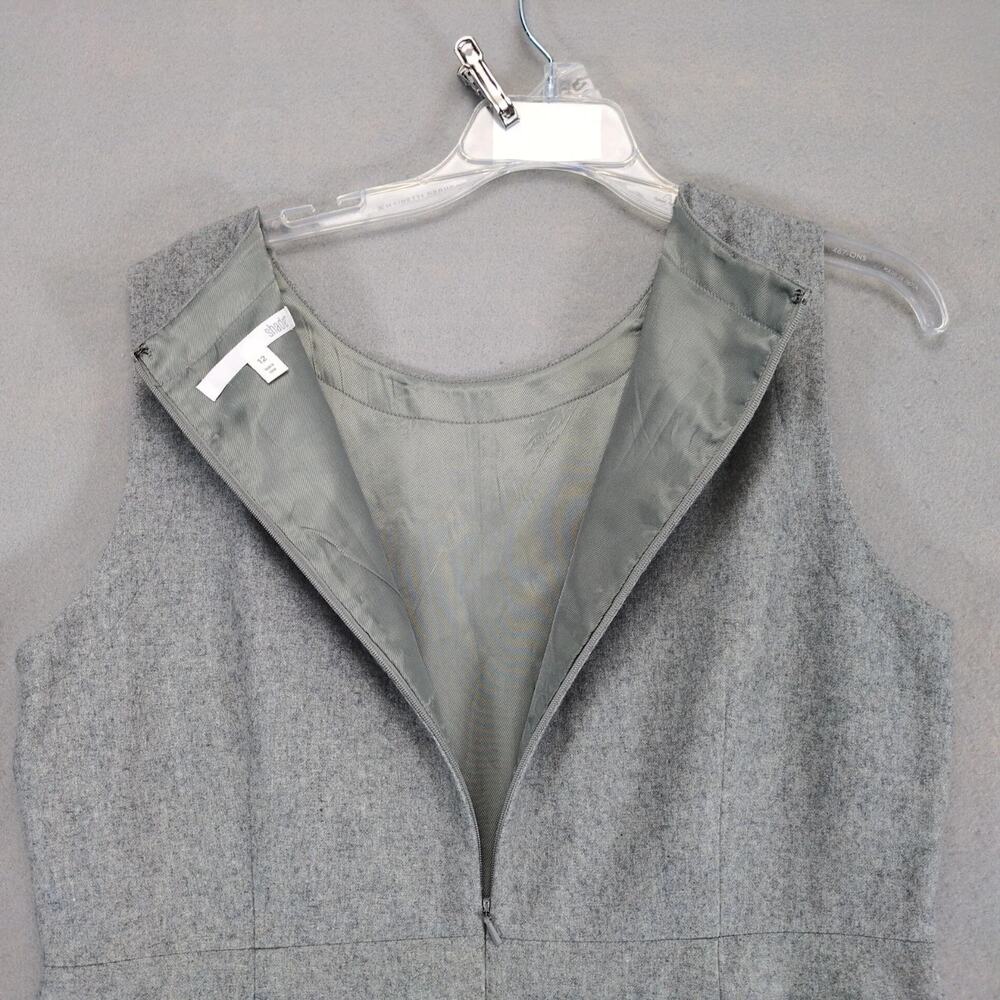 Shade Gray Wool Blend Sleeveless Sheath Dress Sz 12 Box Pleats Knee-Length Y2K - Picture 4 of 10